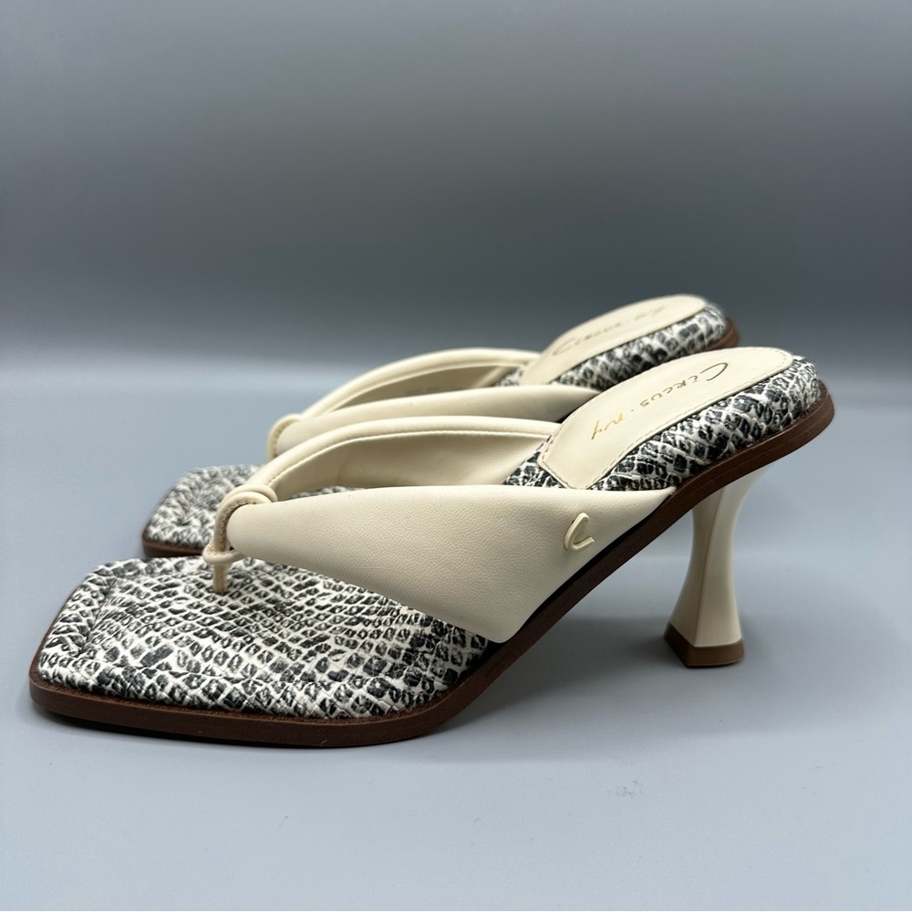 Circus by Sam Edelman Skeet Heeled Sandals Flip Flop Women’s 6 Ivory snakeskin
